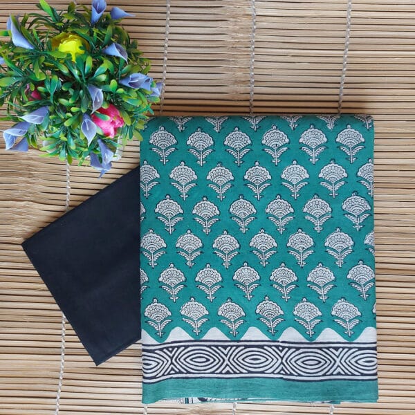 Block Printed Pure Cotton Mul Saree - Image 5